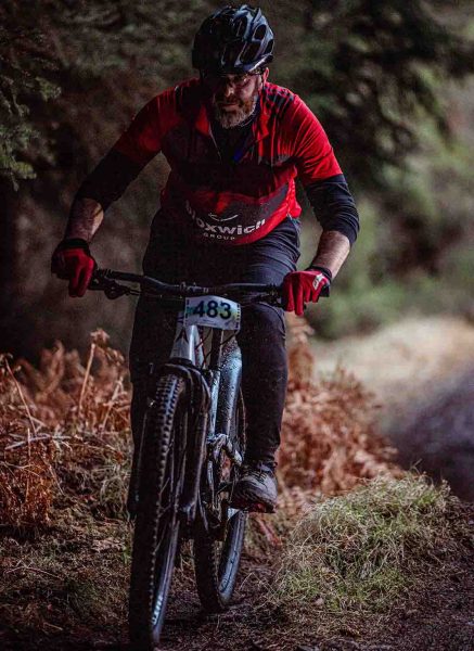 Neil form Bloxwich Group at the Strathpuffer24 in 2024 on his Vitus Mythique mountain bike