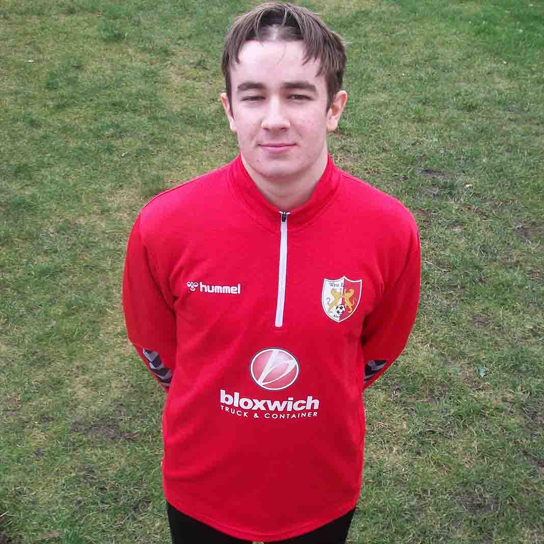 West End Reds player wearing the new Hummel training tops provided by Bloxwich Truck & Container