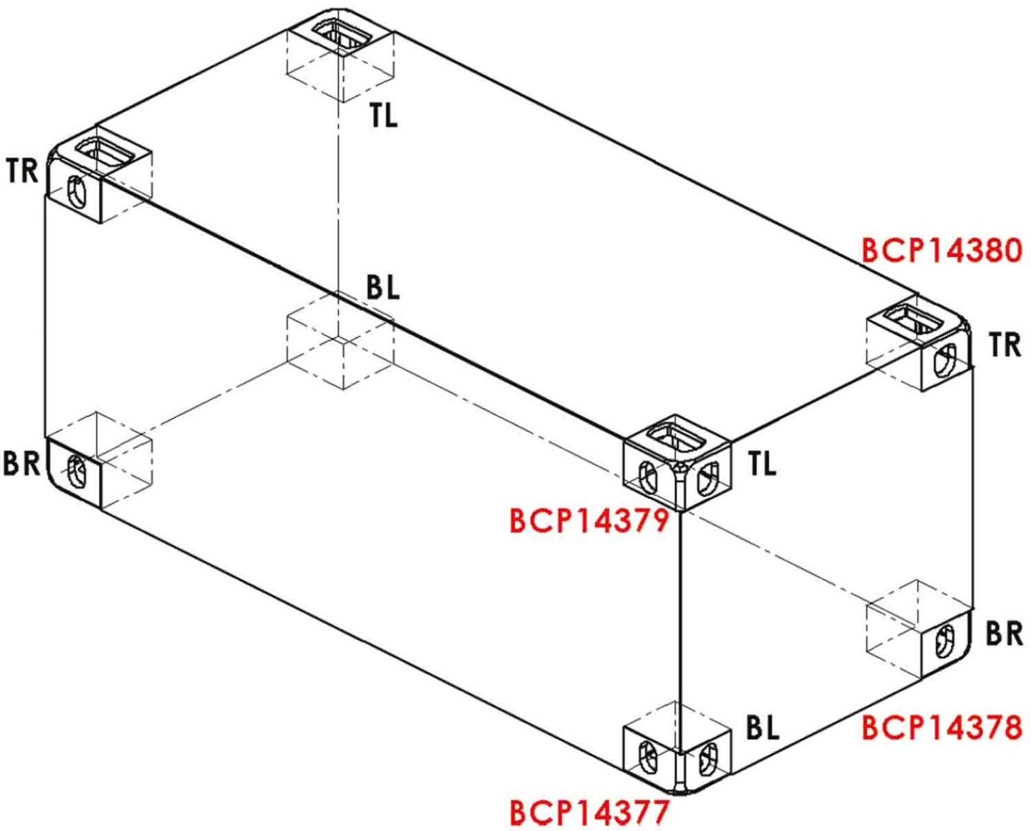 ISO Container Corner Castings & Positions Shown on a Frame